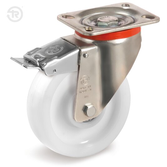 Tellure Rota 686912 — Roues monolithiques en polyamide 6 pour charges élevées, monture pivotante à platine P frein antérieur — 686912 | Tellure Rota