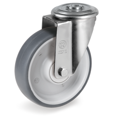 Tellure Rota 714331 — Ruote in gomma termoplastica, nucleo in polipropilene, supporti rotanti foro passante NL
