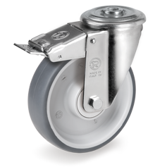 Tellure Rota 715510 — Ruote in gomma termoplastica, nucleo in polipropilene, supporti rotanti foro passante NL con freno anteriore