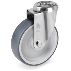 Tellure Rota 716103 — Ruote in gomma termoplastica, nucleo in polipropilene, supporti rotanti foro passante SL
