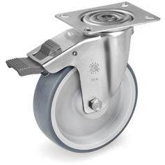 Tellure Rota 716301 — Ruedas de goma termoplastica, nucleo de polipropileno, soporte giratorio pletina SL con freno delantero