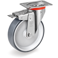Tellure Rota 716604 — Roues en caoutchouc thermoplastique, corps en polypropylene, monture pivotante à platine NL avec blocage avant — 716604 | Tellure Rota