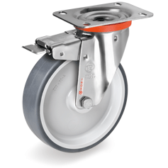 Tellure Rota 716723 — Roues en caoutchouc thermoplastique, corps en polypropylene, monture pivotante à platine NLX avec blocage avant — 716723 | Tellure Rota