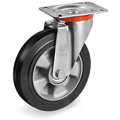 Tellure Rota 724413 — Roues en caoutchouc «Sigma Elastic», corps en aluminium, monture pivotante à platine NL