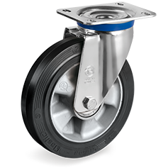 Tellure Rota 724610 — Roues en caoutchouc «Sigma Elastic», corps en aluminium, monture pivotante à platine M