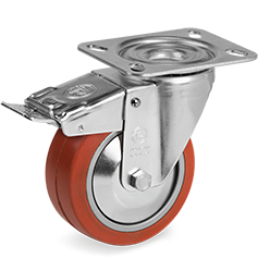 Tellure Rota 727152PF — Ruote in gomma siliconica per alta temperatura, supporto rotante piastra NL, freno anteriore — 727152PF | Tellure Rota