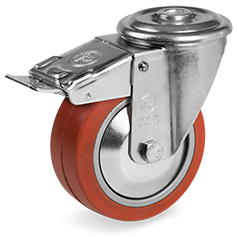 Tellure Rota 727452PF — Ruote in gomma siliconica per alta temperatura, supporto rotante foro passante NL, freno anteriore — 727452PF | Tellure Rota
