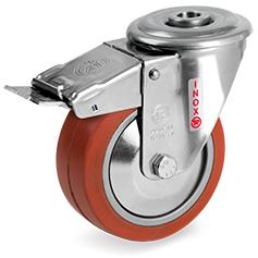 Tellure Rota 727462PF — Ruote in gomma siliconica per alta temperatura, supporto rotante foro passante NLX, freno anteriore — 727462PF | Tellure Rota