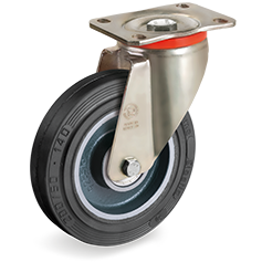 Tellure Rota 727504 — Ruote in gomma 'Sigma Elastic', nucleo in ghisa meccanica, supporto rotante piastra P