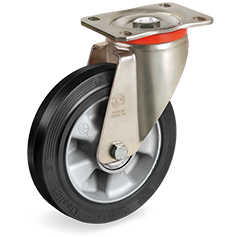 Tellure Rota 727602 — Ruedas en goma 'Sigma Elastic', núcleo en aluminio, soporte giratorio pletina P