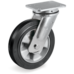 Tellure Rota 728303 — Ruote in gomma Sigma Elastic, nucleo in alluminio, supporto rotante piastra EE MHD