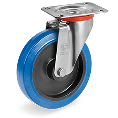 Tellure Rota 735603AE — Ruote in gomma elastica blu antitraccia, nucleo in poliammide 6, supporto rotante piastra NL — 735603AE | Tellure Rota