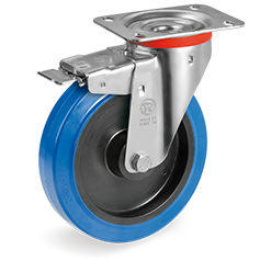 Tellure Rota 735802AE — Roues en caoutchouc élastique non tachant, corps en polyamide 6, monture pivotante à platine NL frein antérieur — 735802AE | Tellure Rota