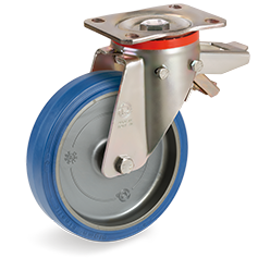 Tellure Rota 736204 — Ruote in gomma Sigma Elastic, nucleo in poliammide 6, supporto rotante piastra P con freno registrabile