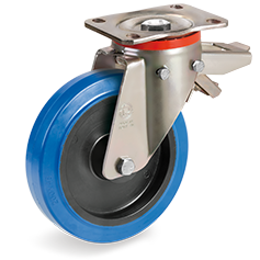 Tellure Rota 736804AE — Roues en caoutchouc élastique non tachant, corps en polyamide 6, monture pivotante à platine P frein posterieur