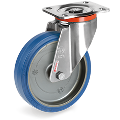 Tellure Rota 737005 — Roues en caoutchouc «Sigma Elastic», corps en polyamide 6, monture pivotante à platine PX