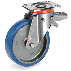 Tellure Rota 737204 — Vollgummi-Räder Sigma Elastic, Kern aus Polyamid 6, Lenkrolle mit Platte PX, mit einstellbarer Bremse — 737204 | Tellure Rota
