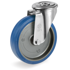 Tellure Rota 737705 — Roues en caoucthouc 'Sigma Elastic', monture pivotante à trou passant NL — 737705 | Tellure Rota