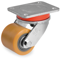Tellure Rota 758301 — Rulli transpallet in poliuretano TR, nucleo in acciaio, supporto rotante piastra EE MHD — 758301 | Tellure Rota